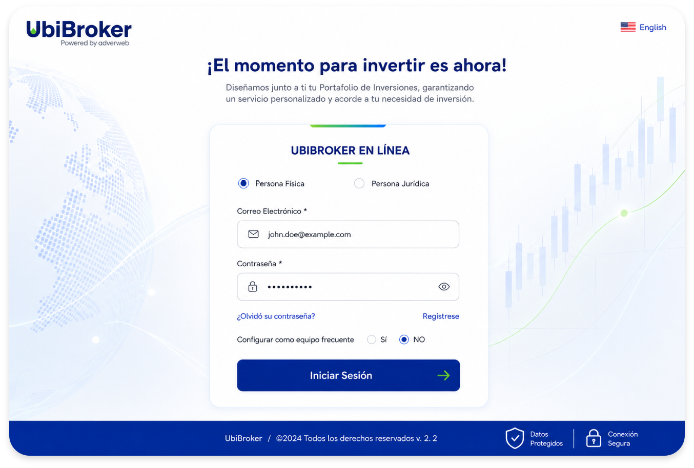 Portal de incorporación digital de UbiBroker